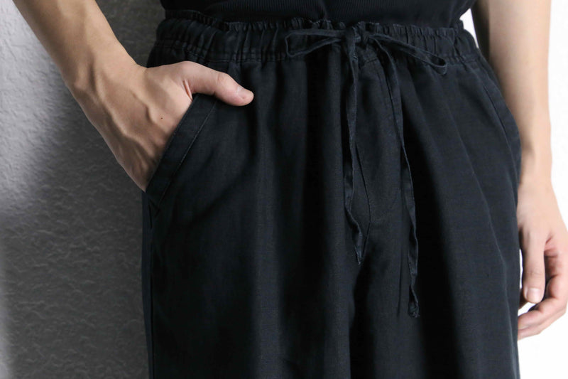 black linen wide easy pants