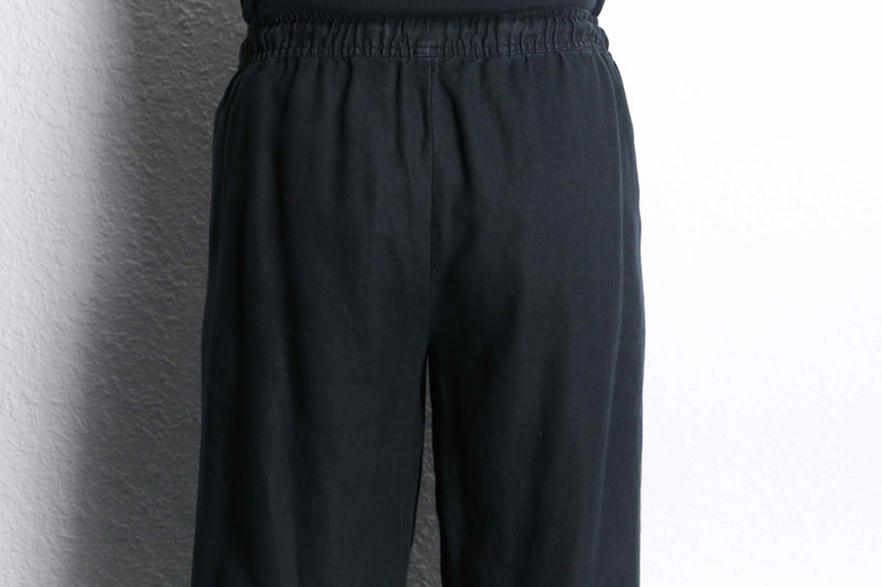 black linen wide easy pants