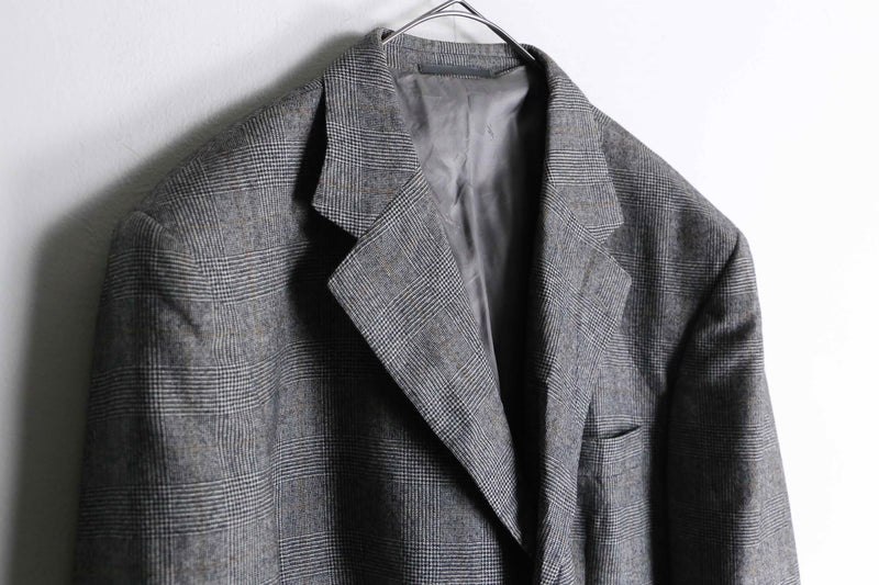 “YSL” glen check pattern 3B tailored jacket