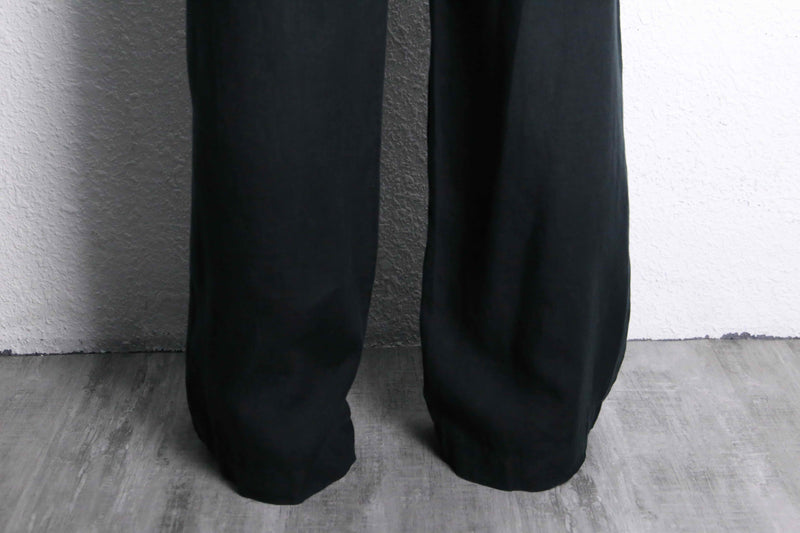 black linen wide easy pants