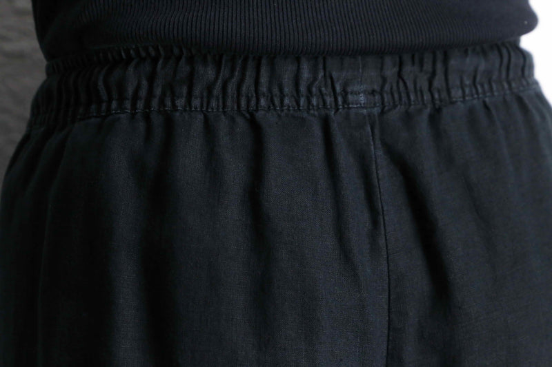 black linen wide easy pants