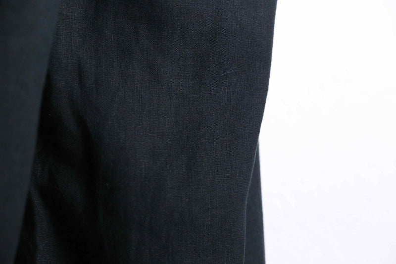 black linen wide easy pants
