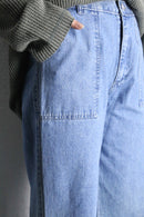 light indigo flare denim pants