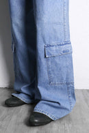 light indigo flare denim pants