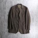 "BURBERRY" suede elbow patch tweed tailored jacket.