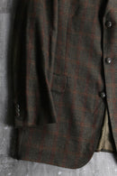 "BURBERRY" suede elbow patch tweed tailored jacket.