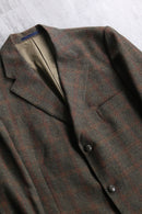 "BURBERRY" suede elbow patch tweed tailored jacket.