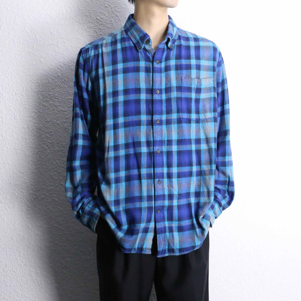 "St John's Bay" blue tone ombre check flannel shirt