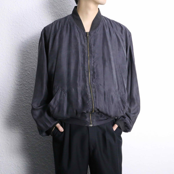 smoky black silk blouson
