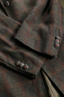 "BURBERRY" suede elbow patch tweed tailored jacket.