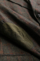 "BURBERRY" suede elbow patch tweed tailored jacket.