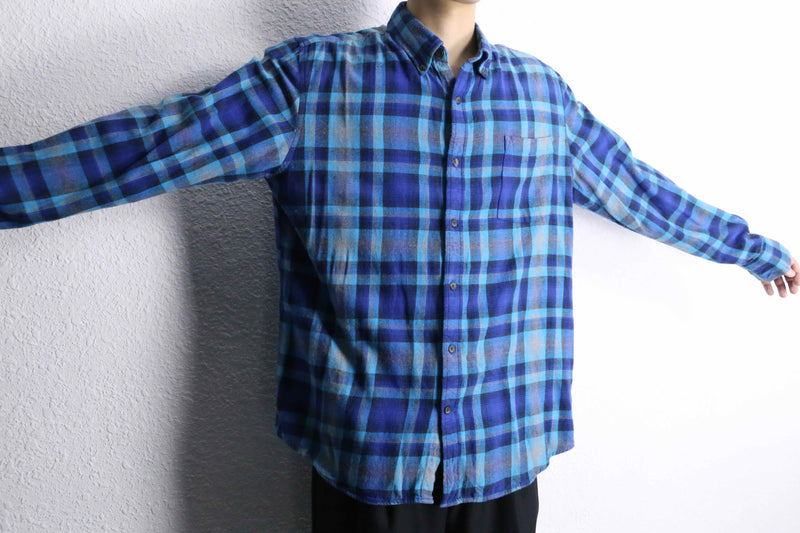 "St John's Bay" blue tone ombre check flannel shirt