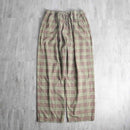 dull color check cotton nel easy pants