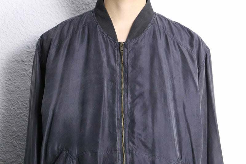 smoky black silk blouson