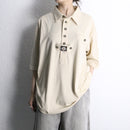 tyrolean edelweiss embroidered half button shirt