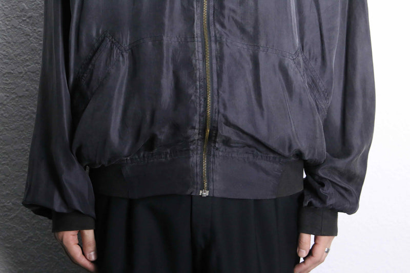 smoky black silk blouson