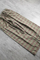dull color check cotton nel easy pants