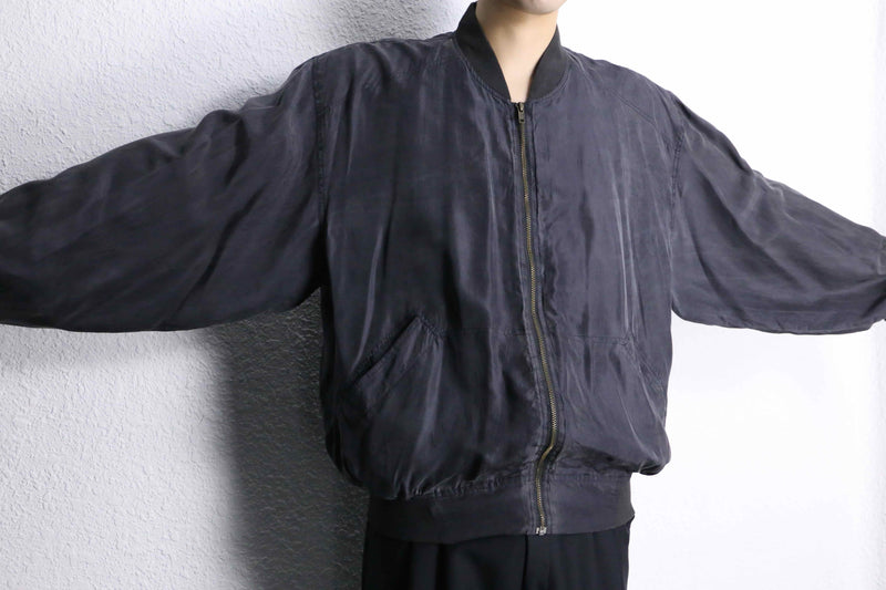 smoky black silk blouson