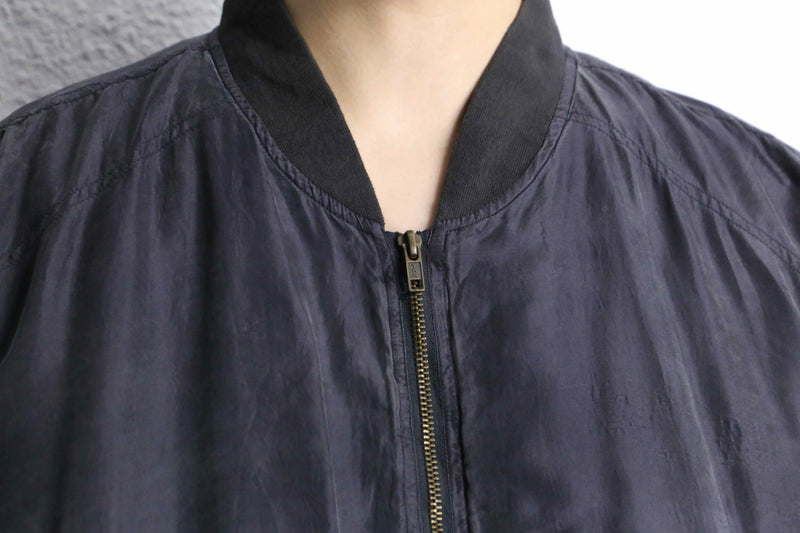 smoky black silk blouson