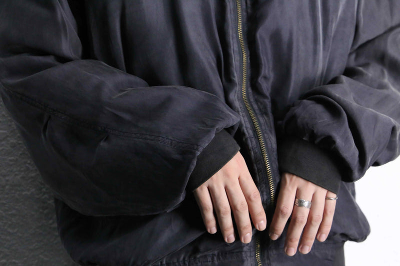 smoky black silk blouson