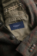 "BURBERRY" suede elbow patch tweed tailored jacket.
