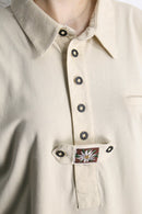 tyrolean edelweiss embroidered half button shirt