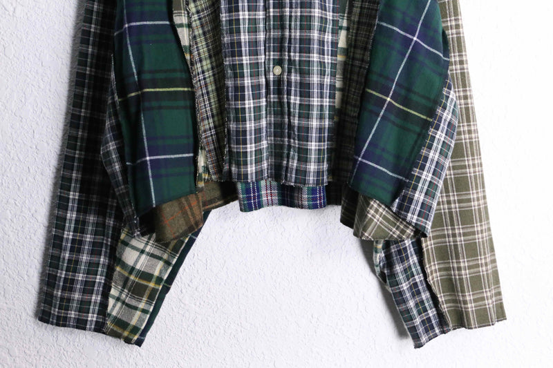 "Re:make" check short length shirt hoodie