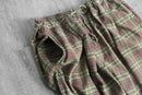 dull color check cotton nel easy pants