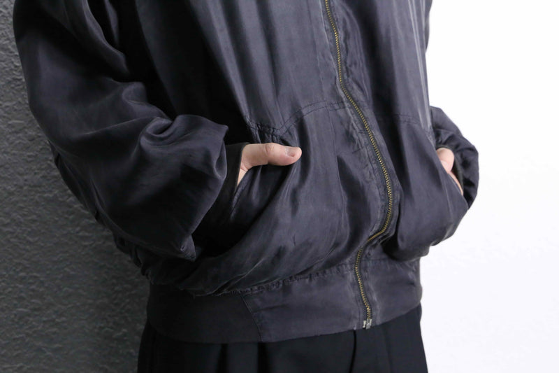 smoky black silk blouson