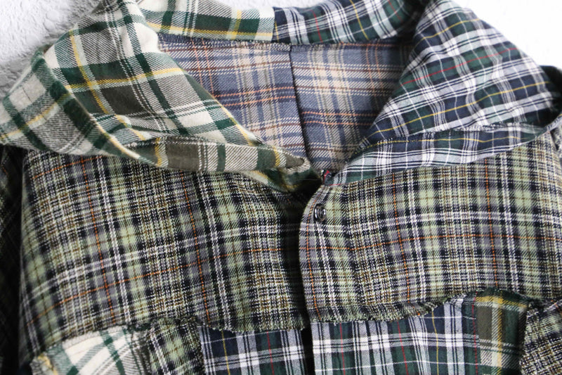 "Re:make" check short length shirt hoodie
