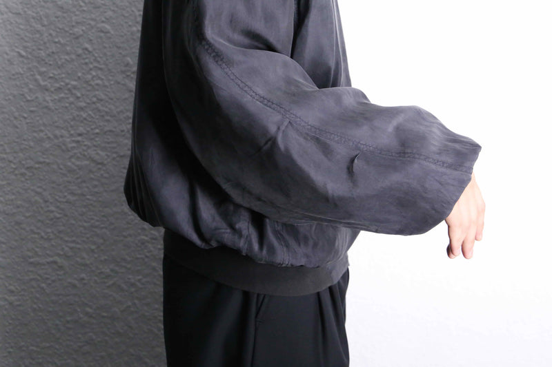 smoky black silk blouson
