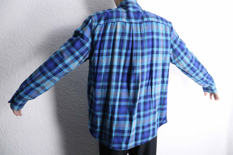 "St John's Bay" blue tone ombre check flannel shirt