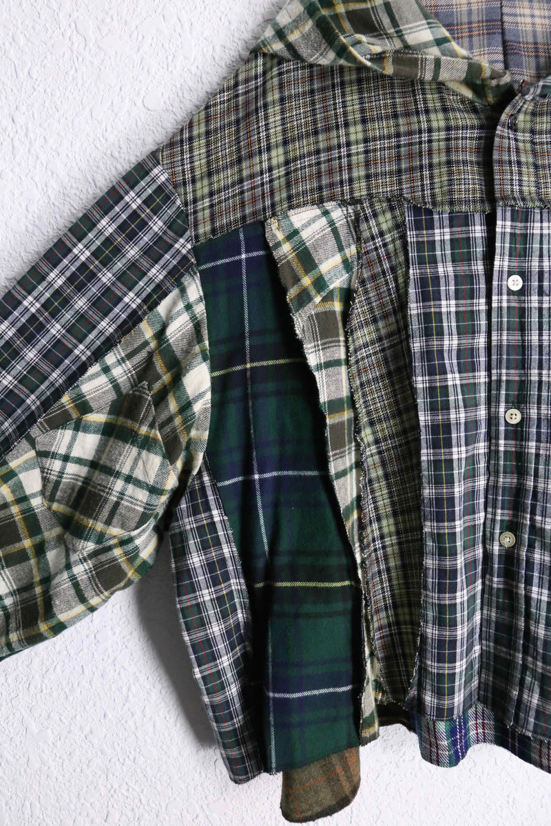 "Re:make" check short length shirt hoodie