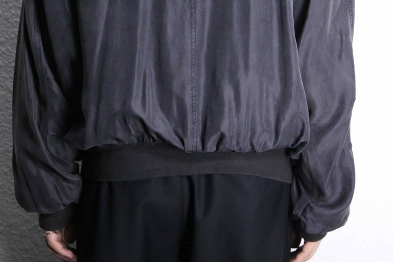 smoky black silk blouson