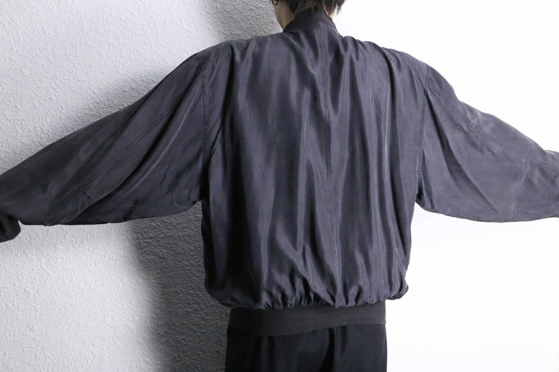 smoky black silk blouson