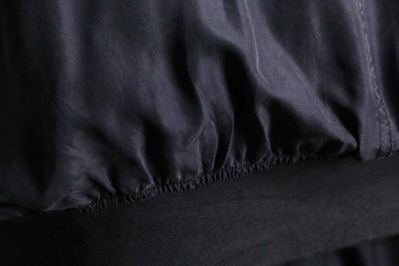 smoky black silk blouson