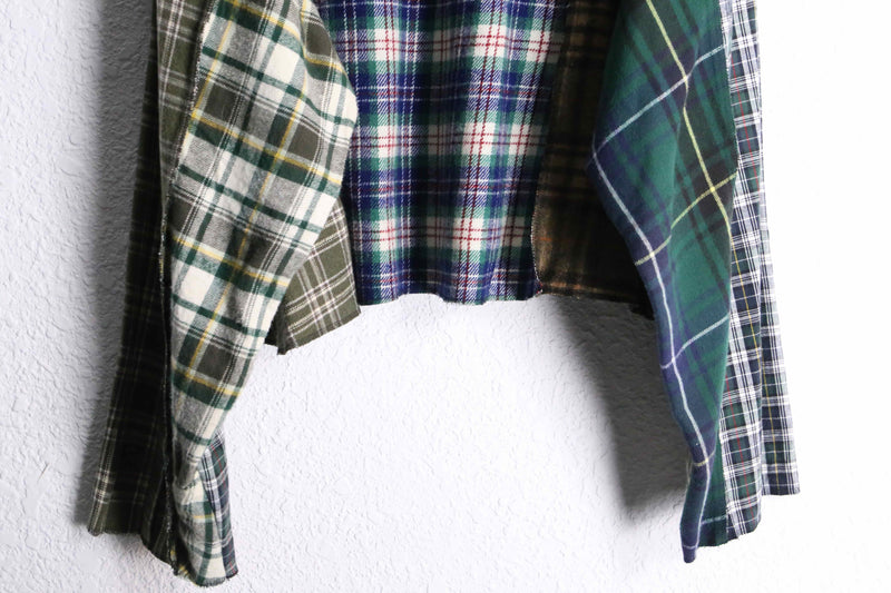 "Re:make" check short length shirt hoodie