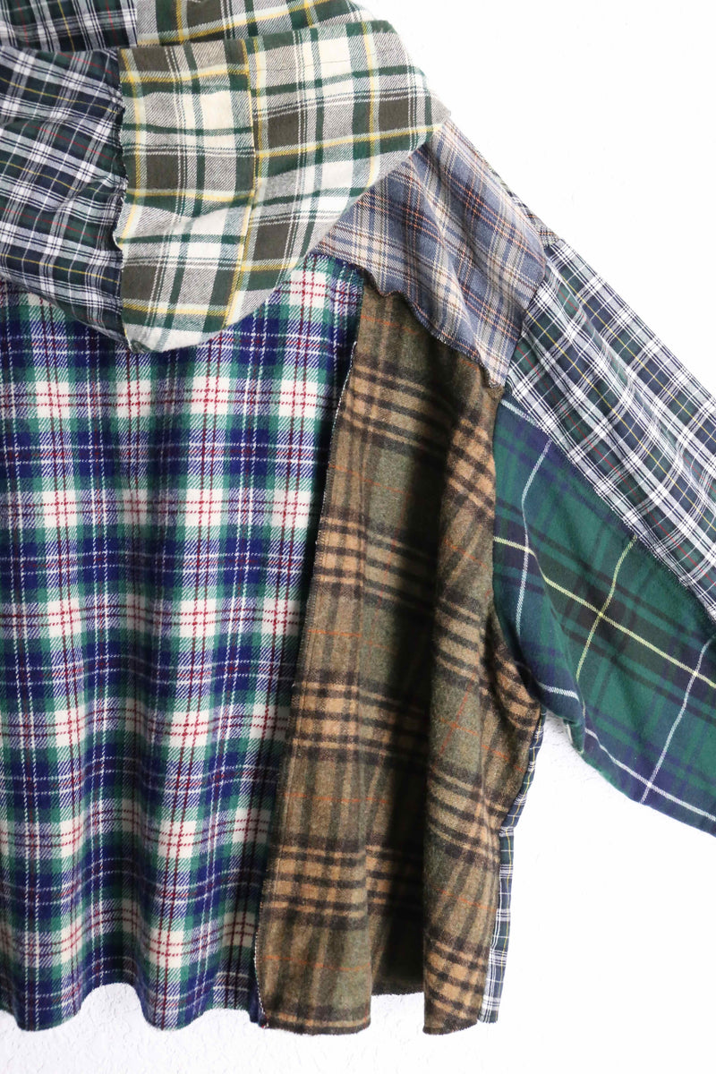 "Re:make" check short length shirt hoodie