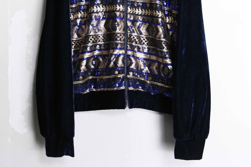 sequins design dark color blouson jacket