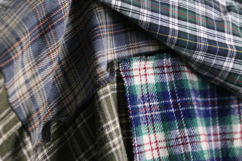 "Re:make" check short length shirt hoodie