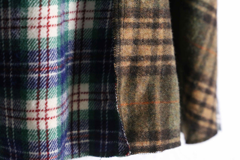 "Re:make" check short length shirt hoodie