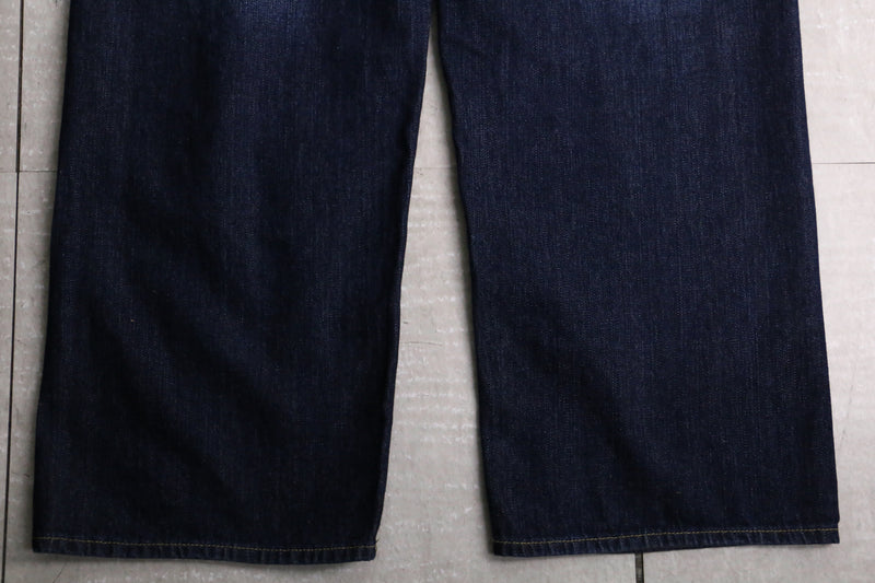 “AVIREX” dark indigo fade buggy denim pants