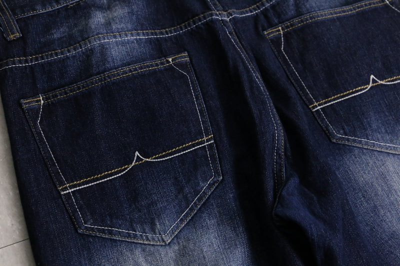 “AVIREX” dark indigo fade buggy denim pants