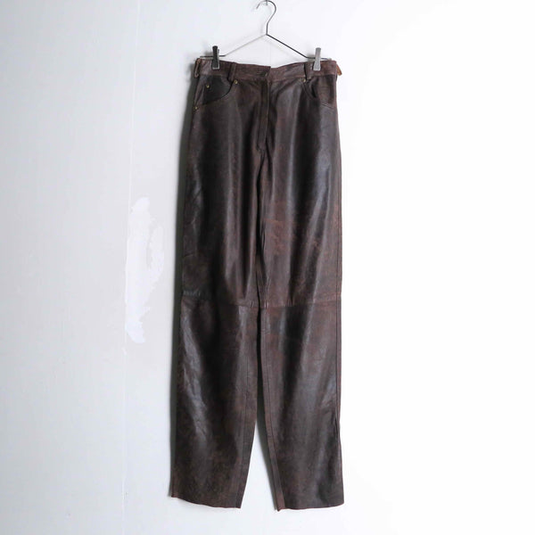 PVC gradation dark brown wide tapered pants