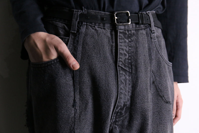 remake "再構築" patchwork design black flare denim