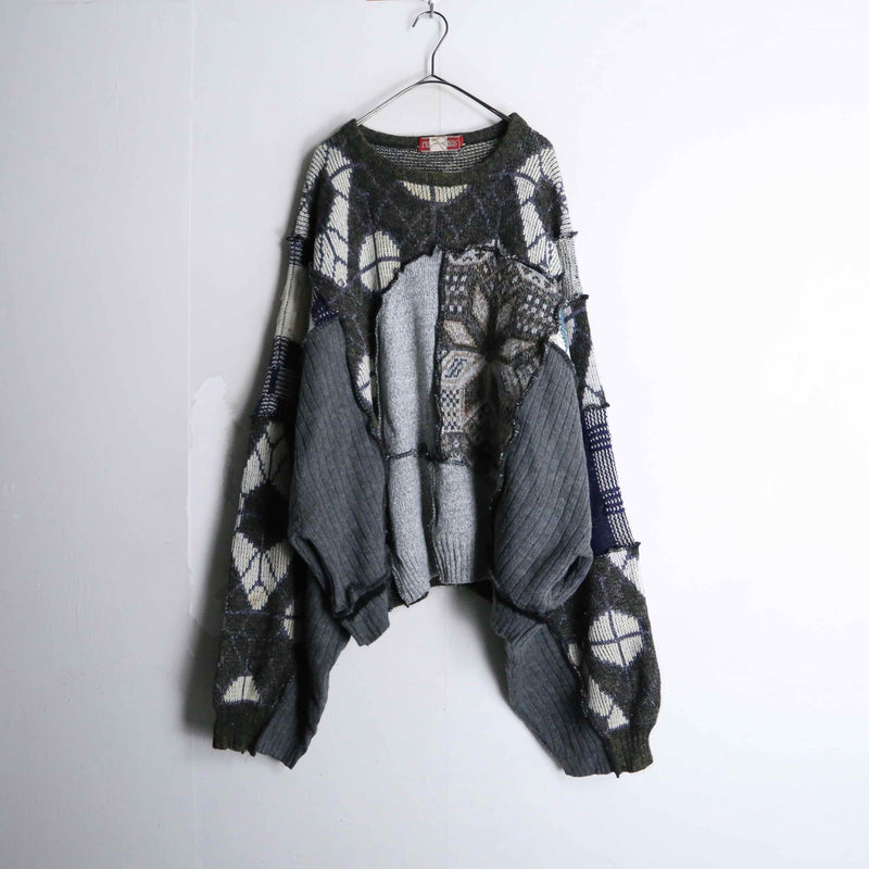 "Re:make" different material patchwork design knit