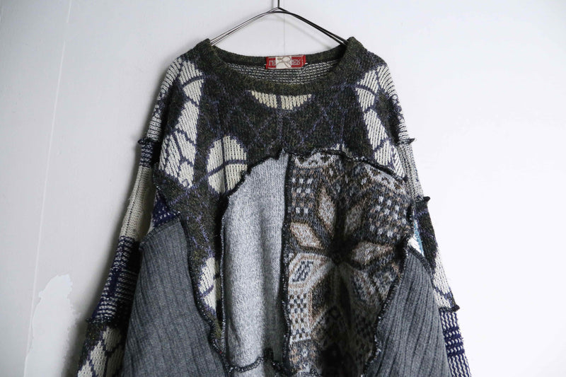 "Re:make" different material patchwork design knit