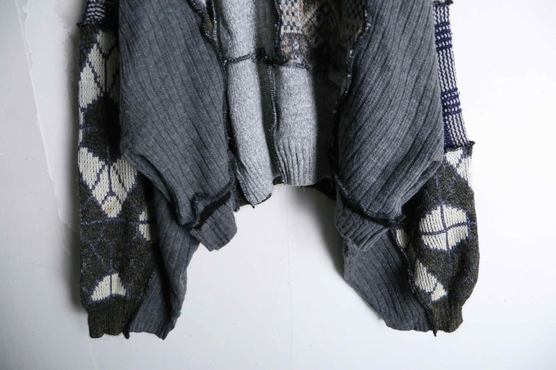 "Re:make" different material patchwork design knit