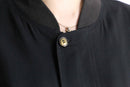 black bomber silk blouson