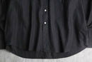 band collar black linen cotton shirt